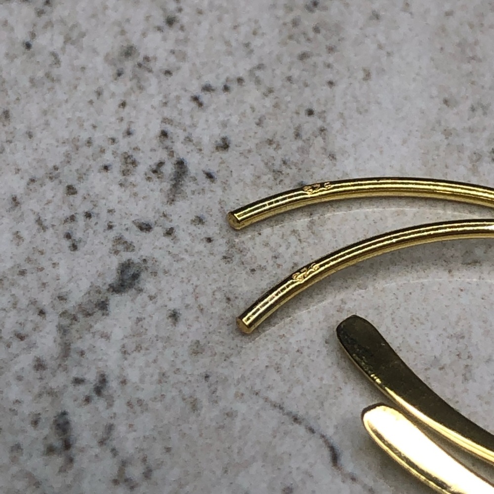 925 Sterling Silver Gold Thread Through Earrings - Picture 6 of 16